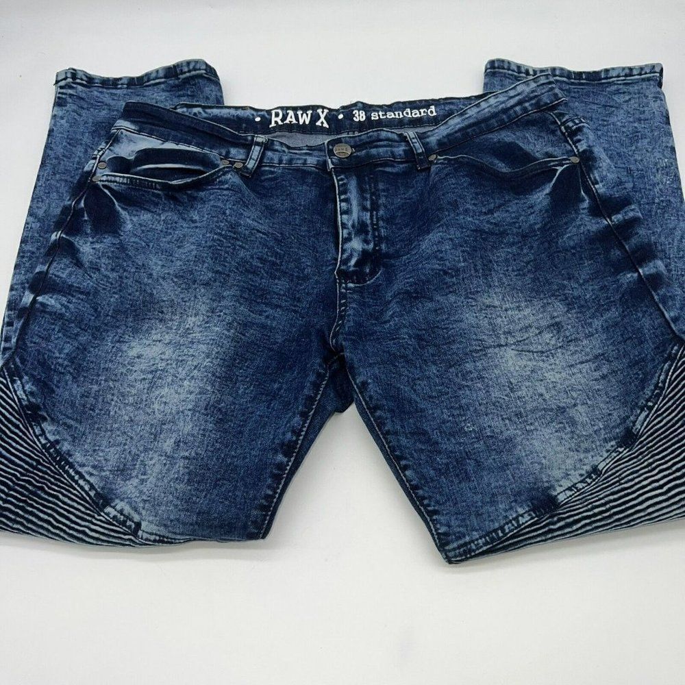 Raw X Jeans 38 Standard Moto Acid Wash Denim